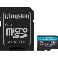 Kingston microSD 64GBCanvasGoPlus, Gen4r/w:200MB/s/160MB/s,with adapter