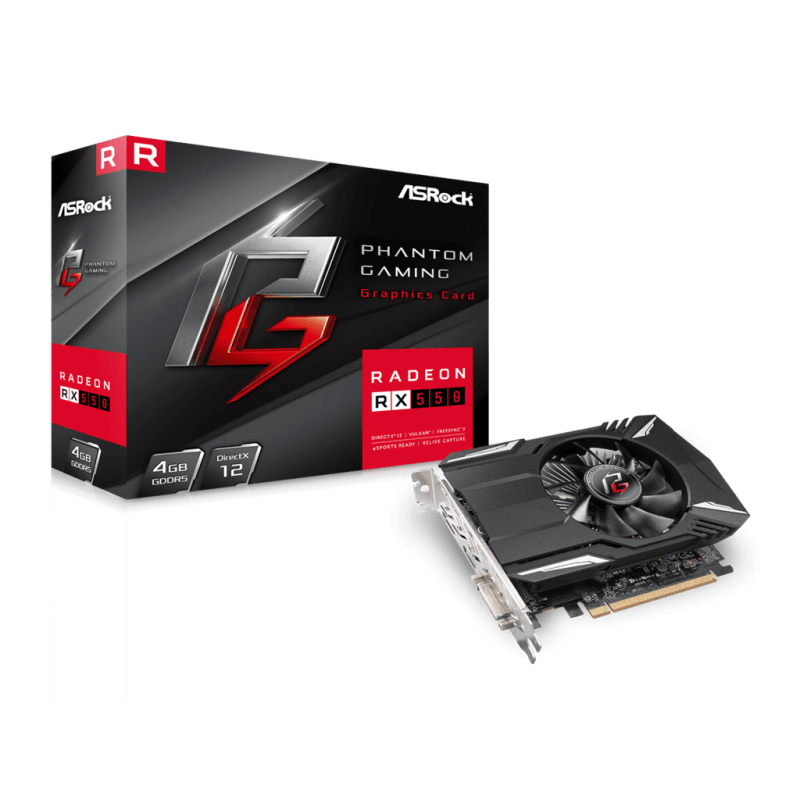 ASROCK Phantom Gaming RX550 4GAMD Radeon RX 5504GB GDDR5 128bitDVI,HDMI,DP