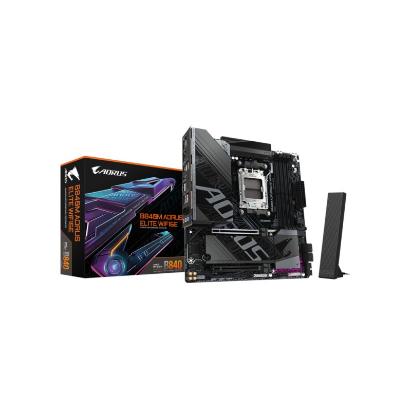 Gigabyte MB B840 AORUS ELITE AM5, 4x DDR5, 2x M.2, 4x SATA 8xUSB 1x HDMI, 1x DP, mATX