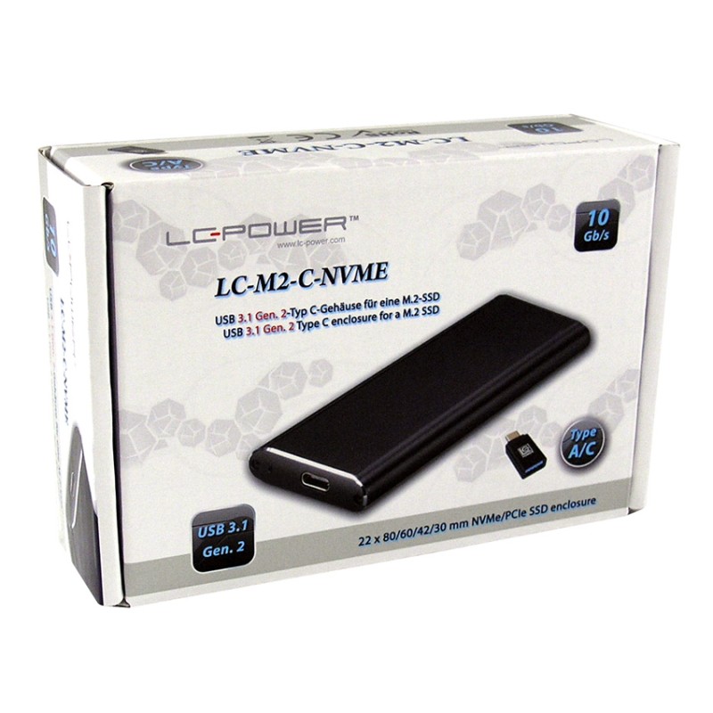LC-Power LC-M2-C-NVMEUSB 3.1 Gen. 2 Type C M.2SSD Enclosure
