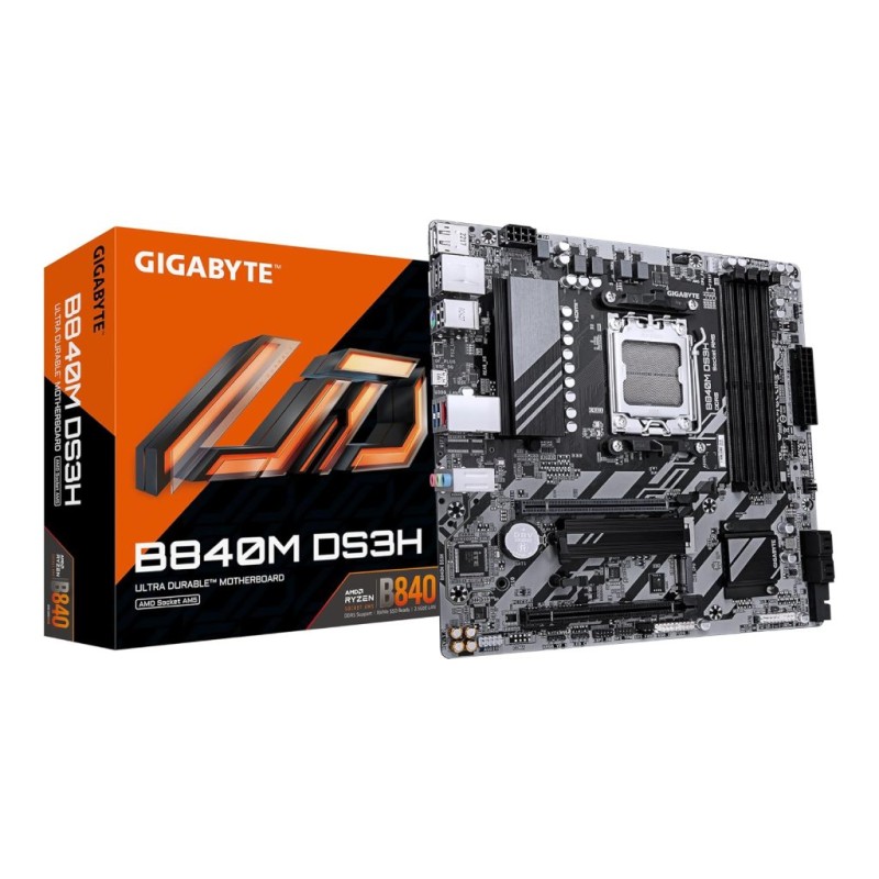 Gigabyte MB B840M DS3H AM5, 4x DDR5, 2x M.2, 4x SATA 1x HDMI, 2x DP, RAID, 14x USB, mATX
