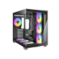 Inter-Tech Antec C5 ARGB Midi‑tower – Crna ATX kućišta s temperiranim staklom i 7 ARGB ventilatora