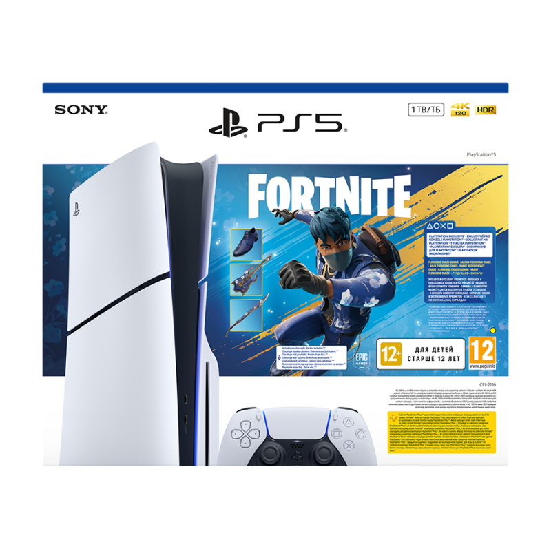 Sony PlayStation 5 Slim E – 1 TB, Fortnite Flowering Chaos verzija, s optičkim pogonom