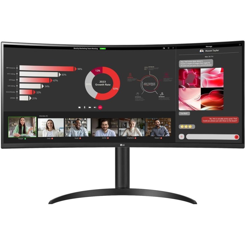 LG 34” UltraWide zakrivljeni MVA monitor – 3440x1440, 300 cd/m², 100 Hz, 5 ms, 2 x HDMI, DP, nagib, VESA
