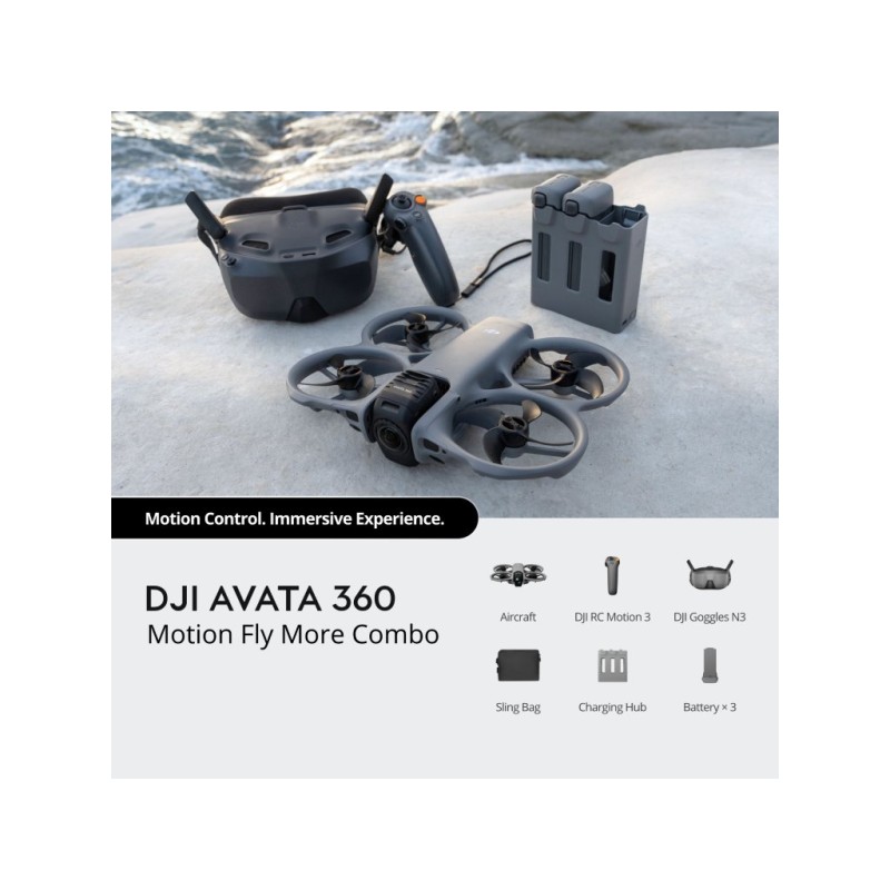 DJI Avata 360 Motion Fly More Combo – 4K FPV dron s 2‑minutnim letom, 3‑osnim stabilizatorom i setom DJI Goggles N3™ za potpunu 