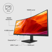 HP P34hc G4 WQHD USB-C Curved Monitor 34in WQHD P34hc34